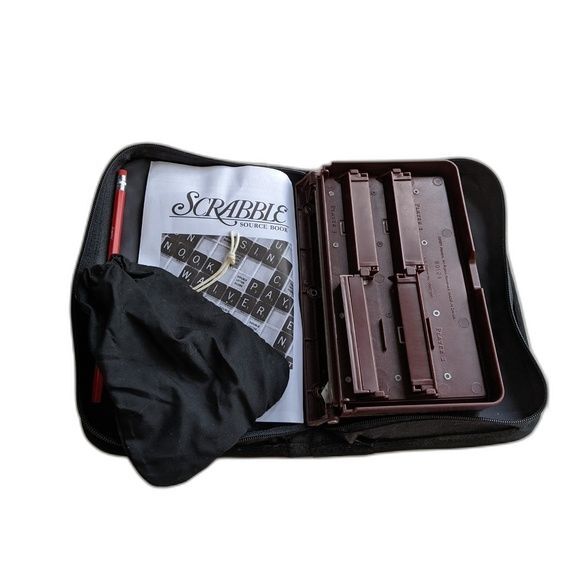 Scrabble Travel Zipper Folio & Official Word List Book Set On The Go Games - Picture 5 of 9